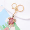 Rhinestone Sea Turtle Keychain Gold Tone Crystal Charm view 7