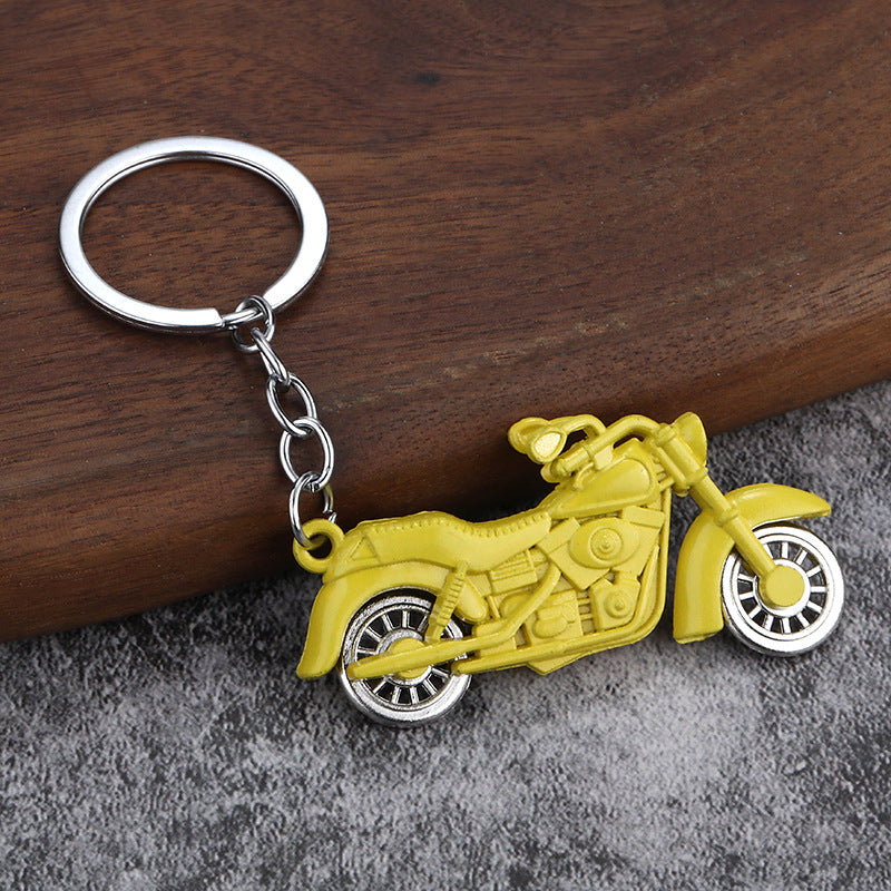 Large Color Motorcycle Metal Keychain with Movable Wheel Pendant