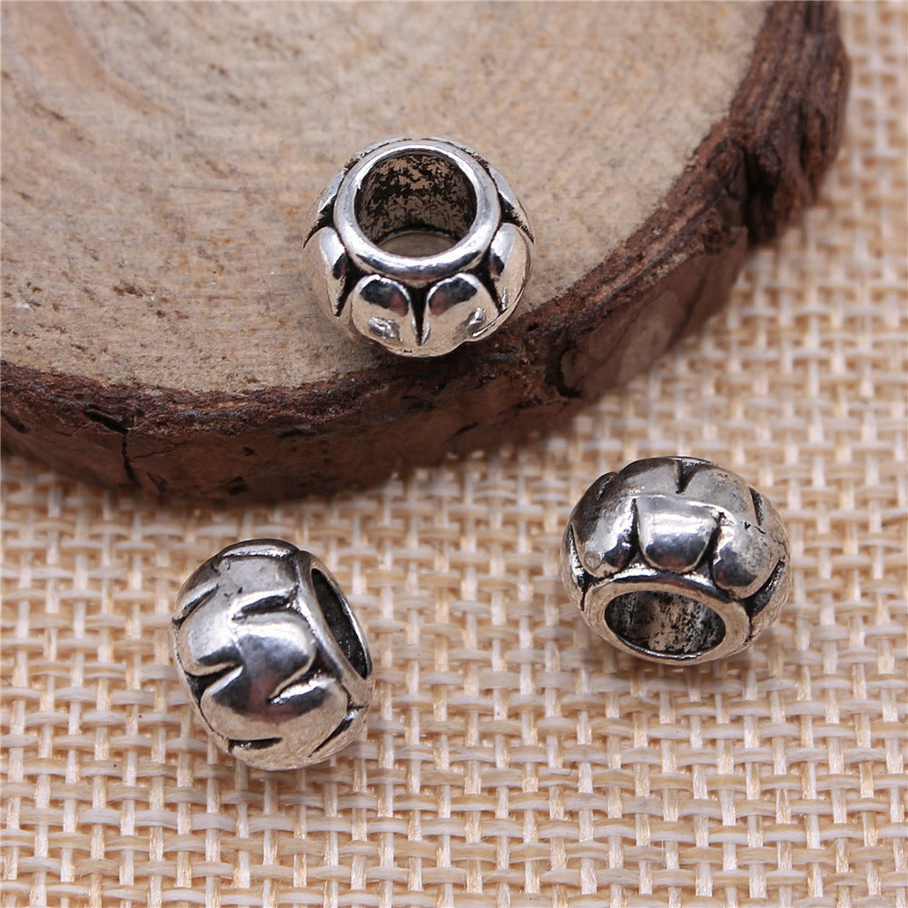 11x11x7mm 2.3g Antique Silver Zinc Alloy Carved Large Hole Spacer Beads for Bracelet Necklace DIY Jewelry