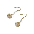 Gold Wire Cage Ball Pearl Bead Fishhook Drop Earrings view 5