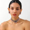 Round Medallion Choker and Stud Earring Jewelry Sets view 9