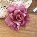 Large Sheer Fabric Rose Duckbill Hair Clip Four Colors view 9