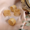 Gold Openwork Mesh Lattice Ring Clear Crystal Accents view 3