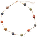 Multicolor Ceramic-Look Bead Wavy Gold Wire Choker Necklace view 5