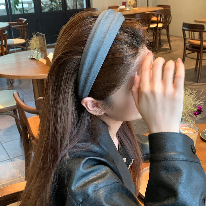 Padded Fabric Wide Ribbed Headband Deep Coffee Brown