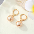 Gold Tone Oversized Satin Ball Huggie Drop Earrings in Five Colors view 6