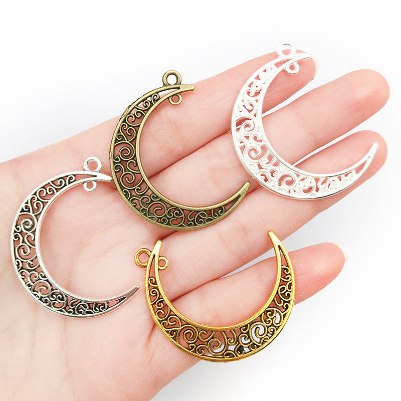 Zinc Alloy Hollow Moon charm pendant for DIY earring necklace keychain jewelry making