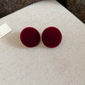 Flocked Round Button Stud Earrings in Three Colors view 8