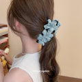 Purple Fabric Flower Cluster Black Banana Twist Hair Clip view 3
