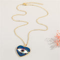 Gold Tone Heart Enamel Evil Eye Pendant Necklaces in Four Colors view 5