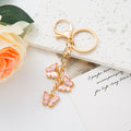 Enamel Triple Butterfly Keychain Gold Tone Metal Bag Charm view 7
