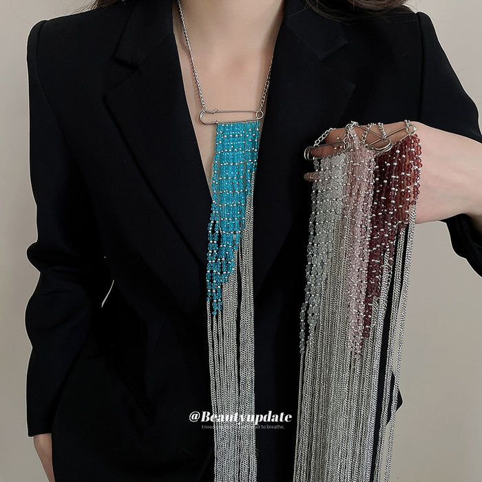 Long Beaded Fringe Necklaces in Four Gradient Colors