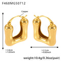 Thick Square U Hoop Earrings in Gold and Silver Tone view 6