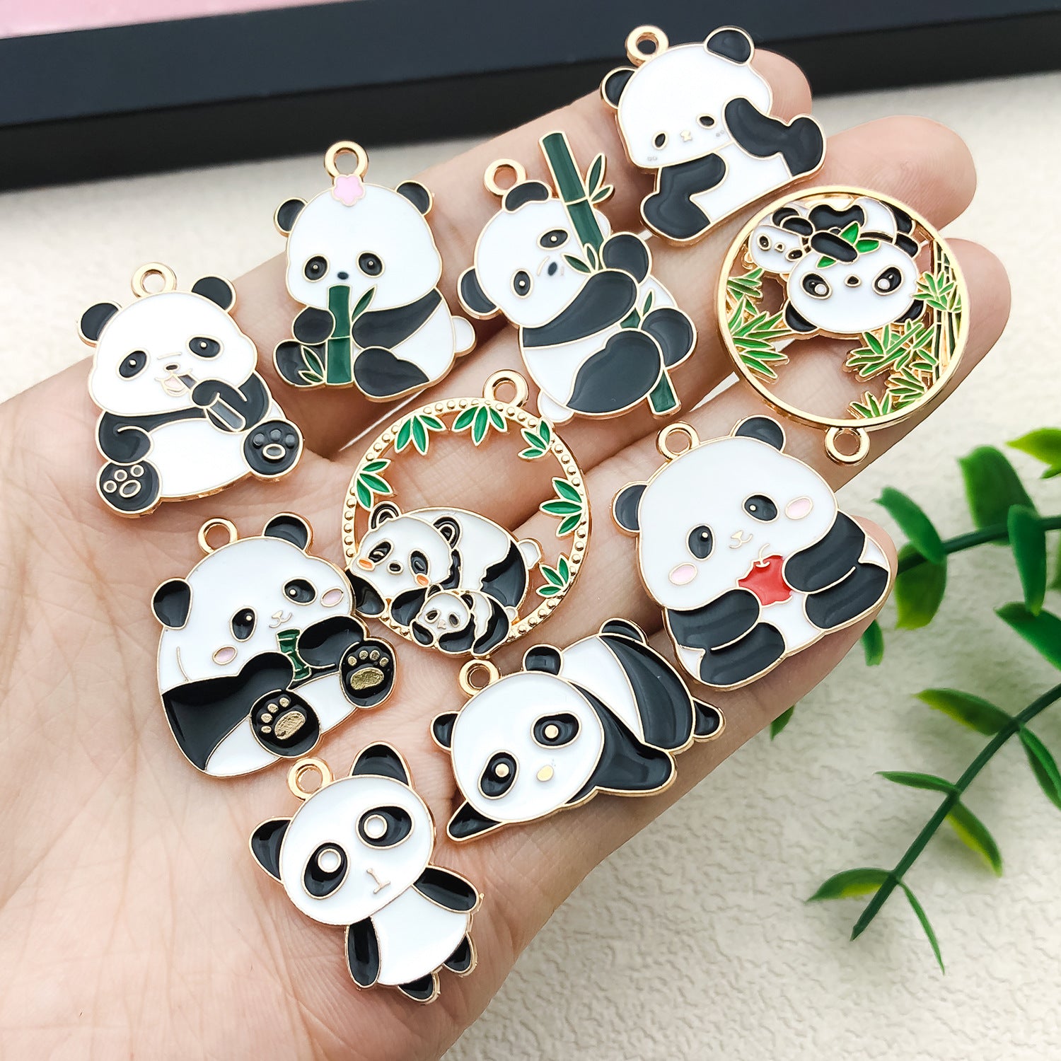 Enamel Zinc Alloy Panda Bear Cat Charm Pendants for DIY Keychain Earrings Necklace Jewelry