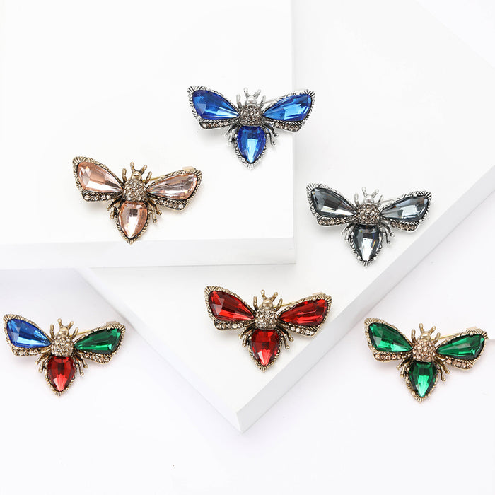 Crystal Bee Brooch Faceted Wings Body Six Color Styles