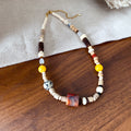 Mixed Bead Choker Necklace Red Accent Stone Yellow Spots view 4