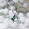 White Gold Marble Look Diamond Pendant Necklace Chain view 3