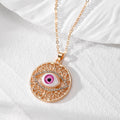 Gold and Silver Tone Round Filigree Evil Eye Pendant Necklaces view 5