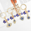 Gold Blue Butterfly Evil Eye Keychain With Crystal Pendant view 1