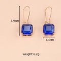 Square Faceted Glass Dangle Earrings Gold Fishhooks 7 Colors view 2