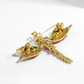 Green Gold Tone Dragonfly Crystal Two Designs Metal Brooch Pin view 4