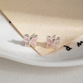 Blue and Pink Double Layer Butterfly Small Stud Earrings view 7
