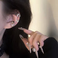 Silver Tone Clear Crystal Letter M Ear Cuff for One Ear view 1