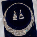 Silver Fan Mesh Rhinestone Collar Set Wide Crystal Bracelet view 3