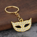 Clear Rhinestone Masquerade Mask Metal Keychain, Two Colors view 3