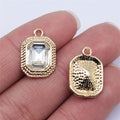 Gold Tone Clear Crystal Geometric Charms in Three Shapes view 4