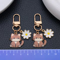 Orange Tabby Cat and Daisy Enamel Clip Keychain Eight-Style Collection view 2