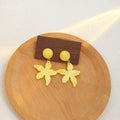 Blue and Yellow Starfish Round Top Statement Earrings view 7