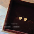 Gold Tone Pearlescent Heart Stud Earrings In Pink Blue And Peach view 8