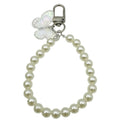 White Bead Wristlet Keychains With Butterfly And Rose Charms view 2