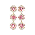 Oval Crystal Link Drop Earrings in Pink and Clear Options view 5