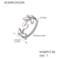Leaf Branch Open Ring White Enamel Gold Steel Adjustable Band view 7