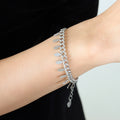 Gold Silver Curb Chain Bracelet with Dangling Oval Leaf Charms view 6