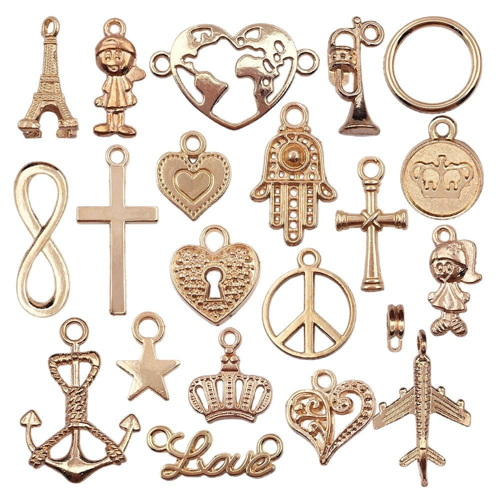 KC Gold Tone Iron Airplane Ship Wheel Star Charm Pendants for DIY Bracelet Necklace