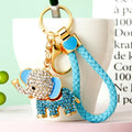 Jeweled Elephant Keychains in Four Colors with Optional Braided Loops view 2