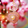 Pearl Center Crystal Heart Keychains with Straps and Plain Options view 9