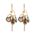 Multicolor Teardrop Charm Earrings on Gold Tone Hooks view 5
