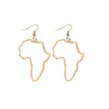 Africa Map Outline Long Hook Earrings in Gold and Silver view 5