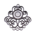 Ornate Round Earring Connector Component in Antique Silver Tone view 4