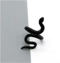 Matte Black Coiled Snake Adjustable Open Ring with Textured Surface view 2