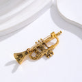 Gold Tone Flower Crystal Two Designs Metal Brooch Pin 5 x 2 cm view 3