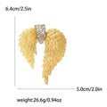 Gold Tone Layered Angel Wing Brooch With Crystal Center view 4
