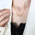 Curved Bar Inlay Necklace Gold Onyx Lapis Tiger Eye view 8