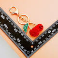 Jeweled Heart Cherry Keychain with Plain Fortune and Braided Loop Options view 3