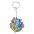 Best Teacher Ever Wood Keychain With Apple And Pencil Design view 5