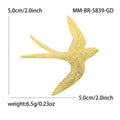 Textured Swallow Brooch in Detailed Metal and Crystal Design view 6